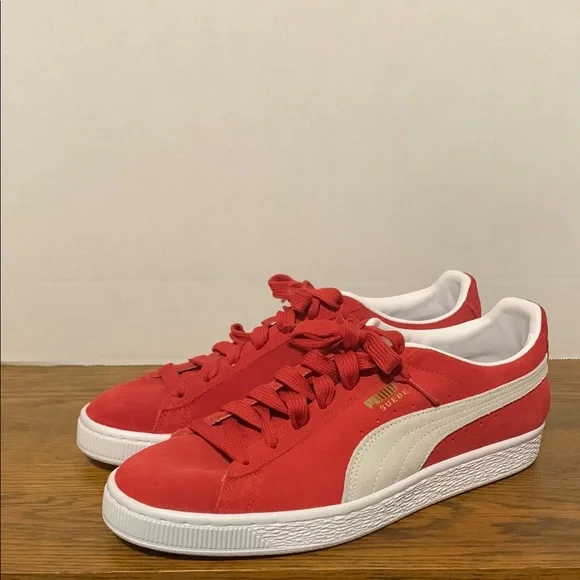 Puma Red and White Suede Sneakers - Picture 7 of 11